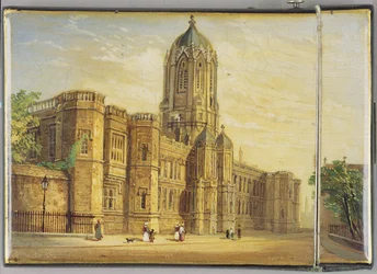 Victorian card case, with a scene of Christ Church, Oxford and Tom Tower